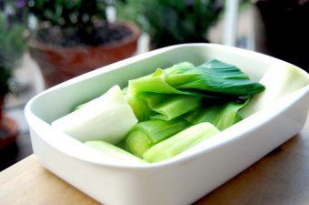 billede med dampede og kogte porrer