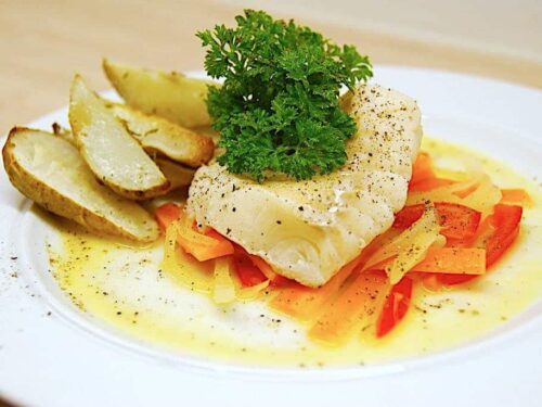 billederesultat for dampet torsk med sauce nage