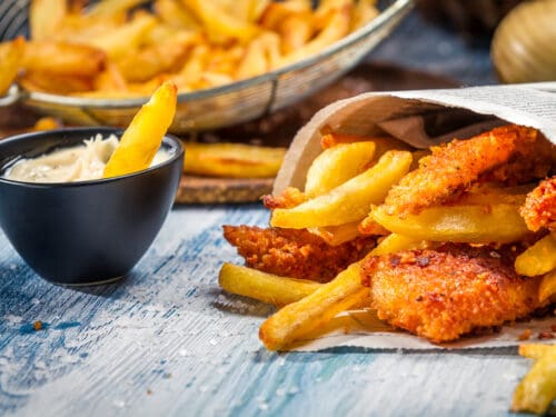 fish and chips hjemmelavet