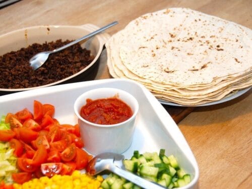 mexicanske pandekager med hakket oksekød