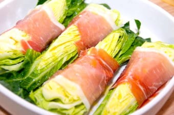 foto med ovnbagt spidskål med skinke opskrift