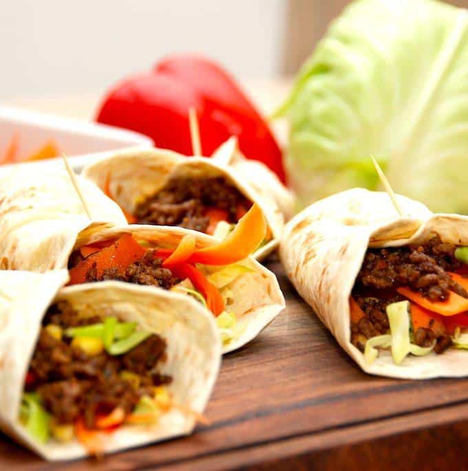 Wraps Rekött Wraps med hakket oksekød og grønt