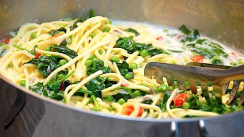 billederesultat for pasta med laks og spinat