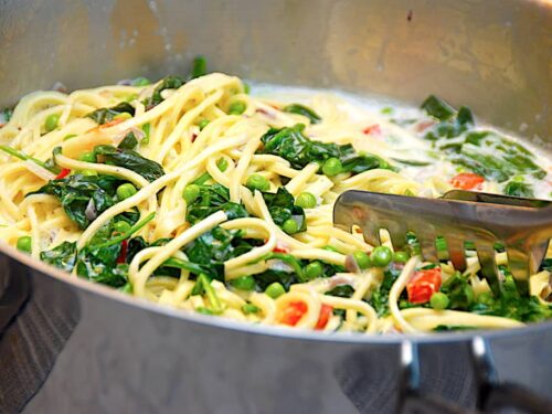 billederesultat for pasta med laks og spinat