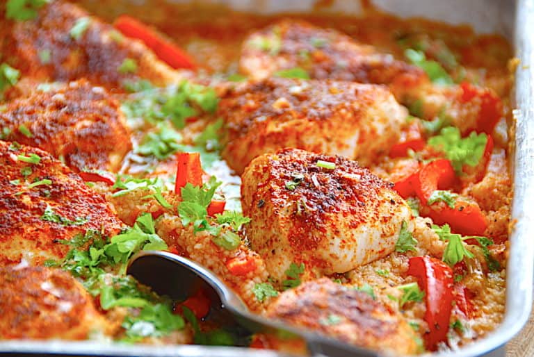 Marokkansk kylling i fad med couscous