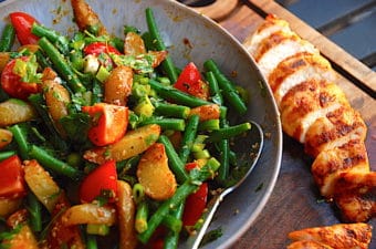 billede med sojakylling med nem kartoffelsalat