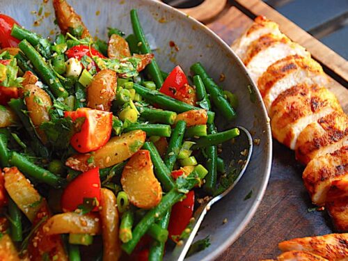 billede med sojakylling med nem kartoffelsalat