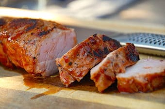 Billede af svinemørbrad sous vide.