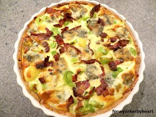 Kartoffelquiche med porre og gorgonzola