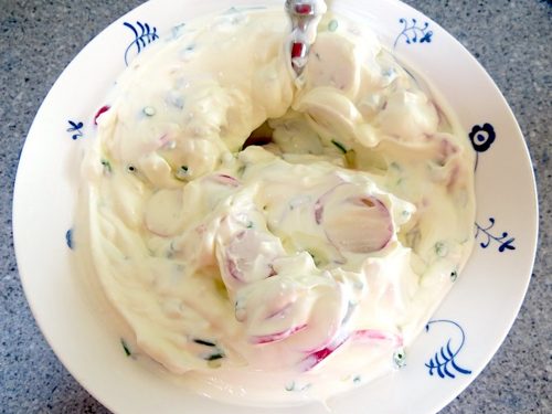 billede med rygeostsalat