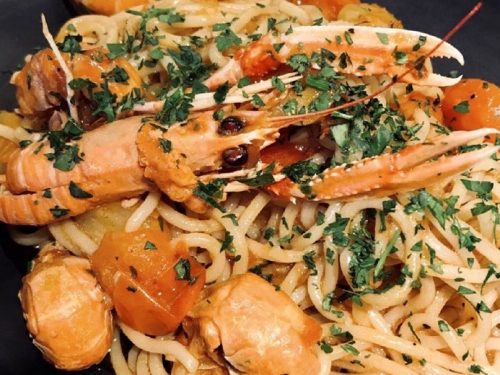 Spaghetti i jomfruhummersauce