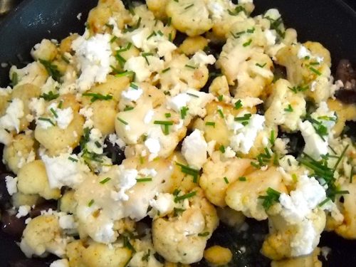 billede med stegt blomkål med feta
