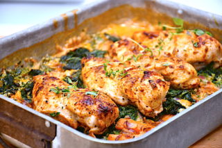 kyllingebryst med frossen spinat