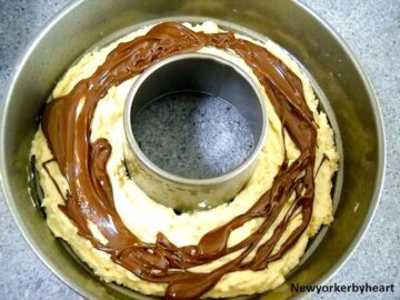 nutella swirl kage i randform