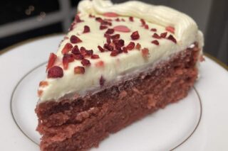 Red velvet kage stykke