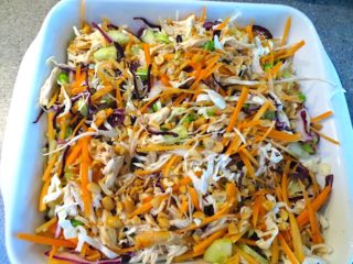 En sund og lækker thailandsk kyllingesalat, der kan serveres som et måltid. Eller undlad kyllingen, og brug salaten som tilbehør. Foto: Newyorker By Heart, Madensverden.dk.