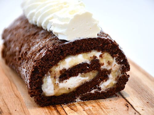bananroulade med flødeskum