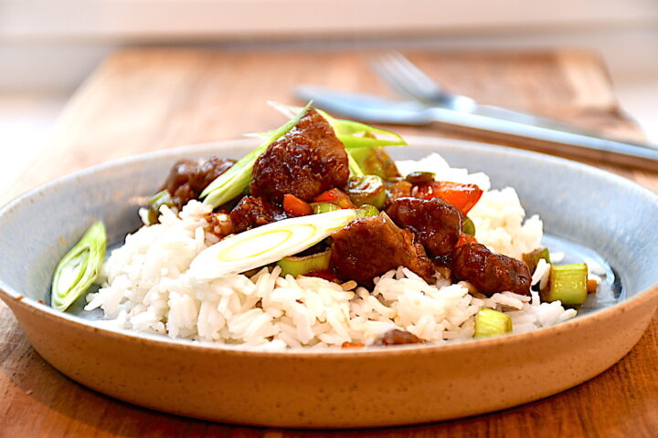 mongolian beef med ris