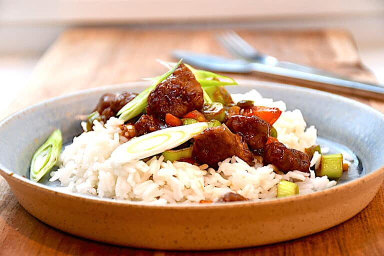 mongolian beef med ris