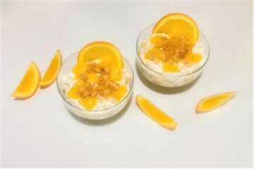Appelsindessert med makroner