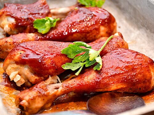 billede med drumsticks ovnstegte kyllingelår
