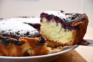 billede til upside down kage med blåbær