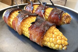 majskolber med bacon og honningmarinade