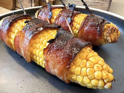 majskolber med bacon og honningmarinade