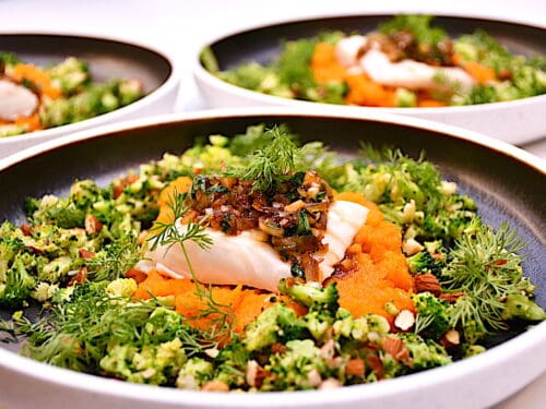 torsk med gulerodsmos og broccoli cous cous