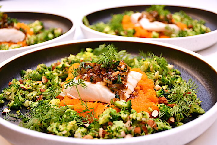 torsk med gulerodsmos og broccoli cous cous