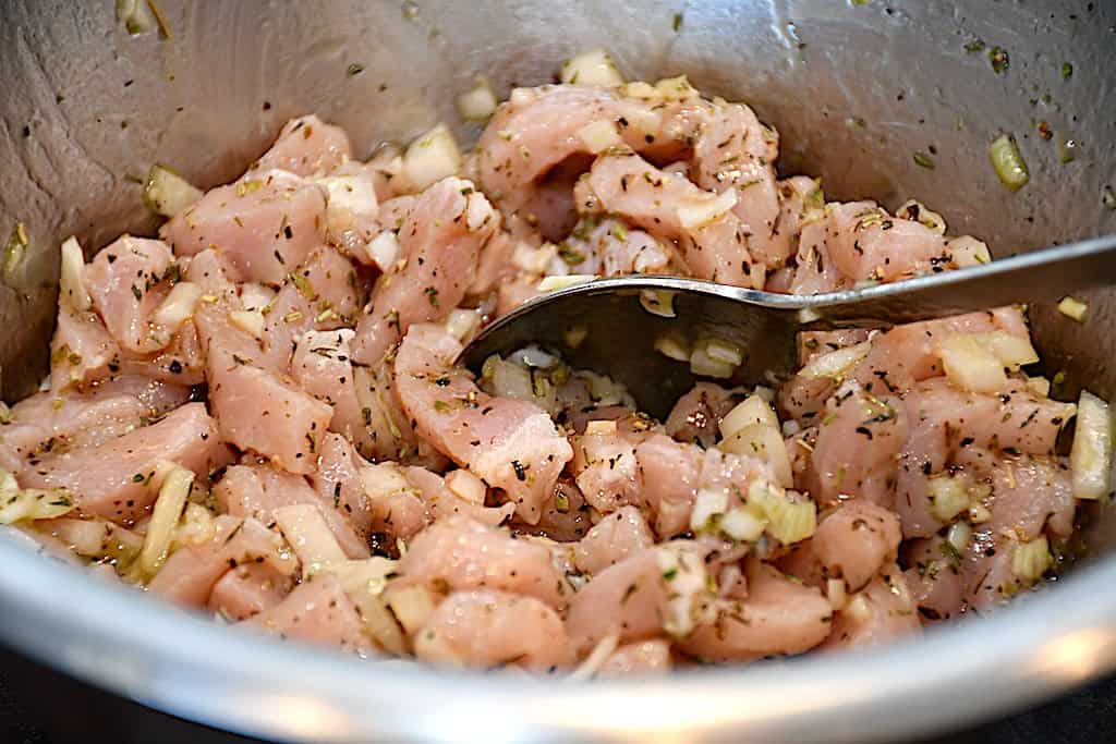 Gyrosmarineret svinekød (lavet af koteletter)
