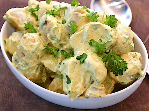 kold kartoffelsalat med karry