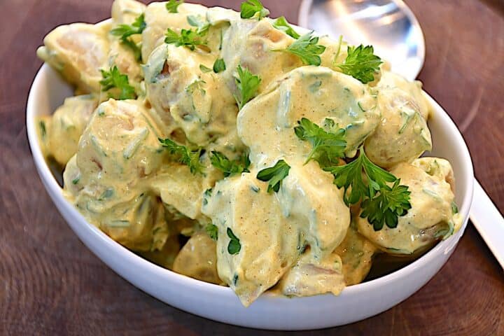 kold kartoffelsalat med karry