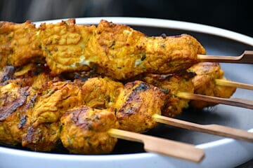 grillede kalkunspyd med el ras hanout
