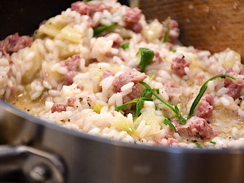 risotto med salsiccia og fennikel