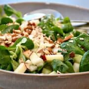 billede til salat med glaskål, æble og feldsalat