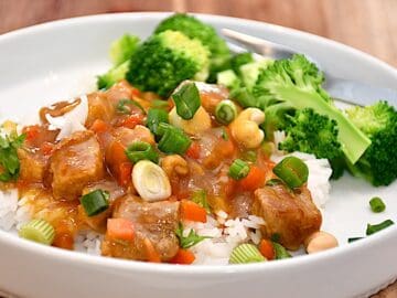 Billede med svinemørbrad i mangosauce.