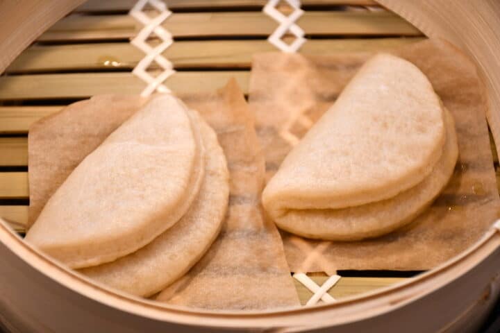 færdigdampede bao klar til servering